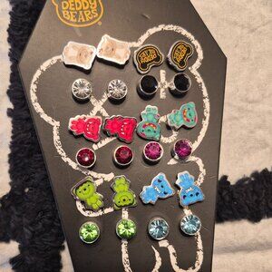 NEW 12 Pairs Deddy Bears Character Pierced Post Earrings